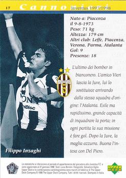 1998 Upper Deck Juventus FC #17 Filippo Inzaghi Back