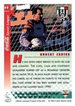 1994 Futera Australia NSL #68 Robert Zabica Back