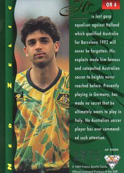 1994 Futera Australia NSL - Olympic Team #OR4 Ned Zelic Back