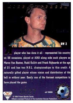 1994 Futera Australia NSL - Best of Both Worlds Redemption #NNO Mike Petersen Back