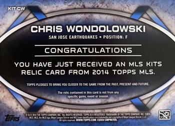 2014 Topps MLS - Relics #KIT-CW Chris Wondolowski Back