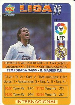 1995-96 Mundicromo Sport Las Fichas de La Liga #11 Redondo Back