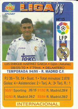 1995-96 Mundicromo Sport Las Fichas de La Liga #13 Luis Enrique Back