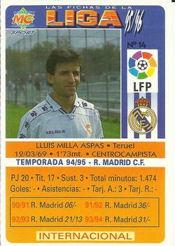 1995-96 Mundicromo Sport Las Fichas de La Liga #14 Milla Back
