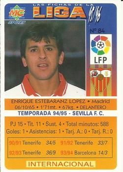 1995-96 Mundicromo Sport Las Fichas de La Liga #84 Q. Estebaranz Back