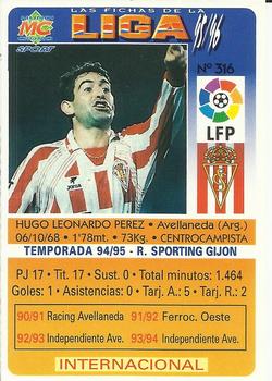 1995-96 Mundicromo Sport Las Fichas de La Liga #316 Hugo Perez Back