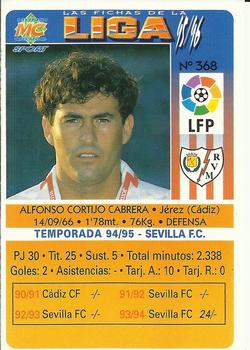 1995-96 Mundicromo Sport Las Fichas de La Liga #368 Cortijo Back