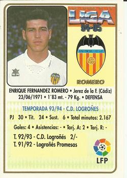 1994-95 Mundicromo Sport Las Fichas de La Liga - Ultima Hora #118 Romero Back