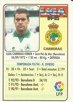 1994-95 Mundicromo Sport Las Fichas de La Liga - Ultima Hora #141 Carreras Back