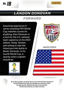 2014 Panini Prizm FIFA World Cup Brazil - Cup Captains #18 Landon Donovan Back