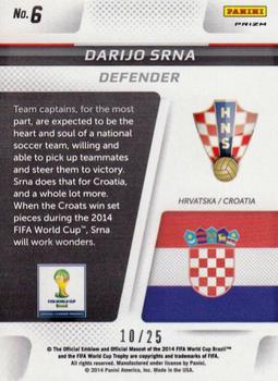 2014 Panini Prizm FIFA World Cup Brazil - Cup Captains Prizms Green Crystal #6 Darijo Srna Back