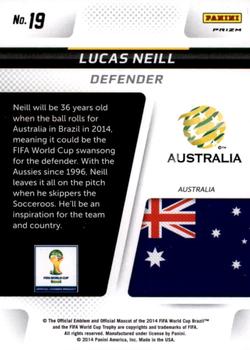 2014 Panini Prizm FIFA World Cup Brazil - Cup Captains Prizms Red, White and Blue Power Plaid #19 Lucas Neill Back