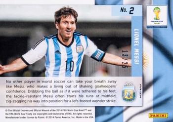 2014 Panini Prizm FIFA World Cup Brazil - Net Finders Prizms Green Crystal #2 Lionel Messi Back
