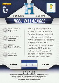 2014 Panini Prizm FIFA World Cup Brazil - Prizms Blue #113 Noel Valladares Back
