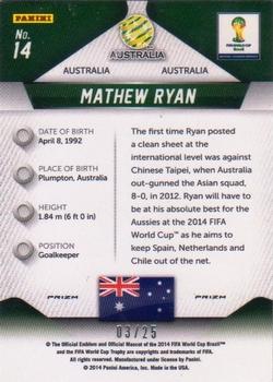 2014 Panini Prizm FIFA World Cup Brazil - Prizms Green Crystal #14 Mathew Ryan Back