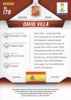 2014 Panini Prizm FIFA World Cup Brazil - Prizms Yellow and Red Pulsar #178 David Villa Back
