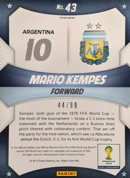 2014 Panini Prizm FIFA World Cup Brazil - World Cup Stars Prizms Purple #43 Mario Kempes Back