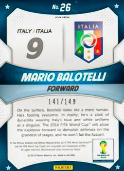 2014 Panini Prizm FIFA World Cup Brazil - World Cup Stars Prizms Red #26 Mario Balotelli Back