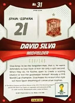2014 Panini Prizm FIFA World Cup Brazil - World Cup Stars Prizms Red #31 David Silva Back