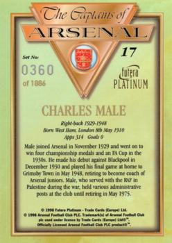 1998 Futera Platinum The Captains of Arsenal #17 Charles Male Back