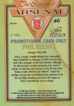 1998 Futera Platinum The Captains of Arsenal - Promotional Card Set #46 Phil Kelso Back