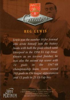 1999 Futera Platinum Arsenal Greatest #NNO Reg Lewis Back