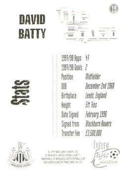 1999 Futera Newcastle United Fans' Selection - Foil #19 David Batty Back