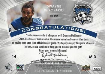 2012 Upper Deck MLS - MLS Materials Throwbacks #TB-DD Dwayne De Rosario Back
