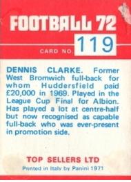 1971-72 Panini Football 72 #119 Dennis Clarke Back