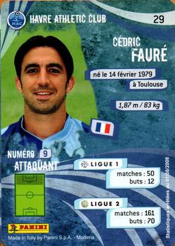 2009 Panini Foot Cards #29 Cédric Fauré Back