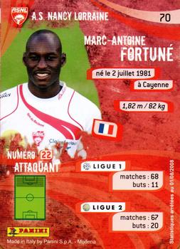 2009 Panini Foot Cards #70 Marc-Antoine Fortuné Back