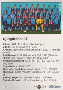 2003 Card Cabinet Allsvenskan #17 Djurgårdens IF Back