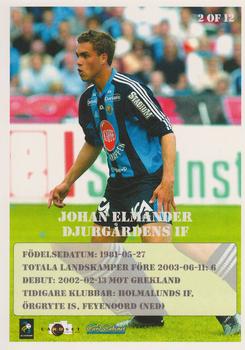 2003 Card Cabinet Allsvenskan - Elite Force #2 Johan Elmander Back