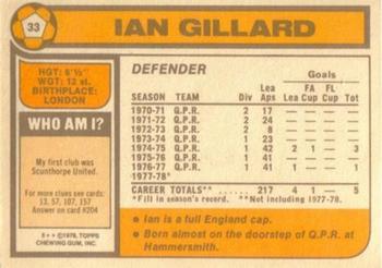 1978-79 Topps #33 Ian Gillard Back
