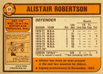 1978-79 Topps #93 Alistair Robertson Back