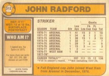 1978-79 Topps #312 John Radford Back