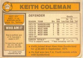 1978-79 Topps #371 Keith Coleman Back