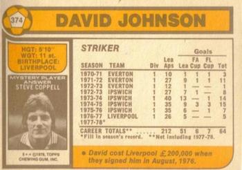 1978-79 Topps #374 David Johnson Back
