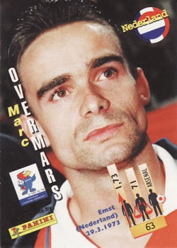 1998 Panini World Cup #63 Marc Overmars Back