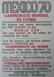 1970 Panini FIFA World Cup Mexico Stickers #NNO Mordechai Spiegler Back