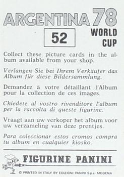 1978 Panini FIFA World Cup Argentina Stickers #52 Osvaldo Cesar Ardiles Back
