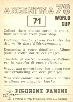 1978 Panini FIFA World Cup Argentina Stickers #71 Sandor Zombori Back