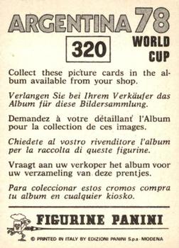 1978 Panini FIFA World Cup Argentina Stickers #320 Danny McGrain Back