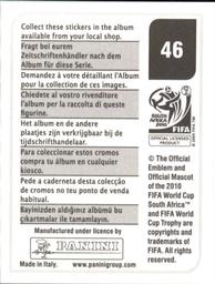 2010 Panini FIFA World Cup Stickers (Black Back) #46 Benni Mccarthy Back
