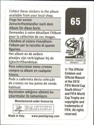 2010 Panini FIFA World Cup Stickers (Black Back) #65 Carlos Vela Back