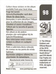 2010 Panini FIFA World Cup Stickers (Black Back) #98 Yoann Gourcuff Back