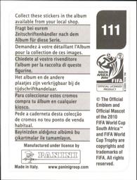 2010 Panini FIFA World Cup Stickers (Black Back) #111 Walter Samuel Back