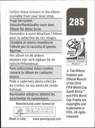 2010 Panini FIFA World Cup Stickers (Black Back) #285 Vincenzo Grella Back