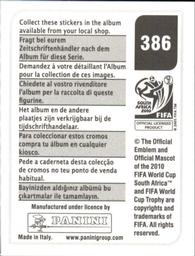 2010 Panini FIFA World Cup Stickers (Black Back) #386 Daisuke Matsui Back