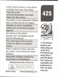 2010 Panini FIFA World Cup Stickers (Black Back) #425 Antonio Di Natale Back